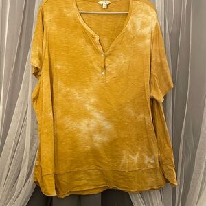 Terra & Sky Mustard and White Blouse